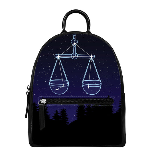Libra Constellation Print Leather Backpack