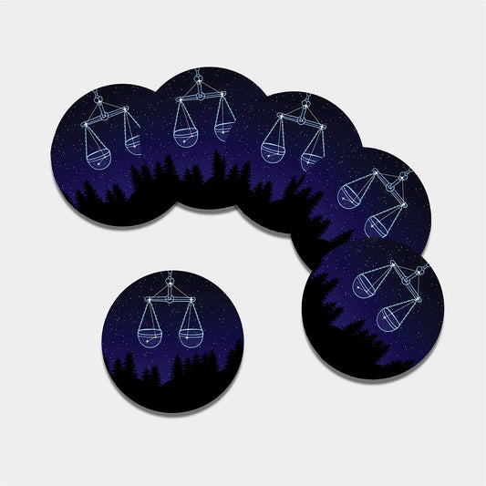 Libra Constellation Print Leather Coaster Set