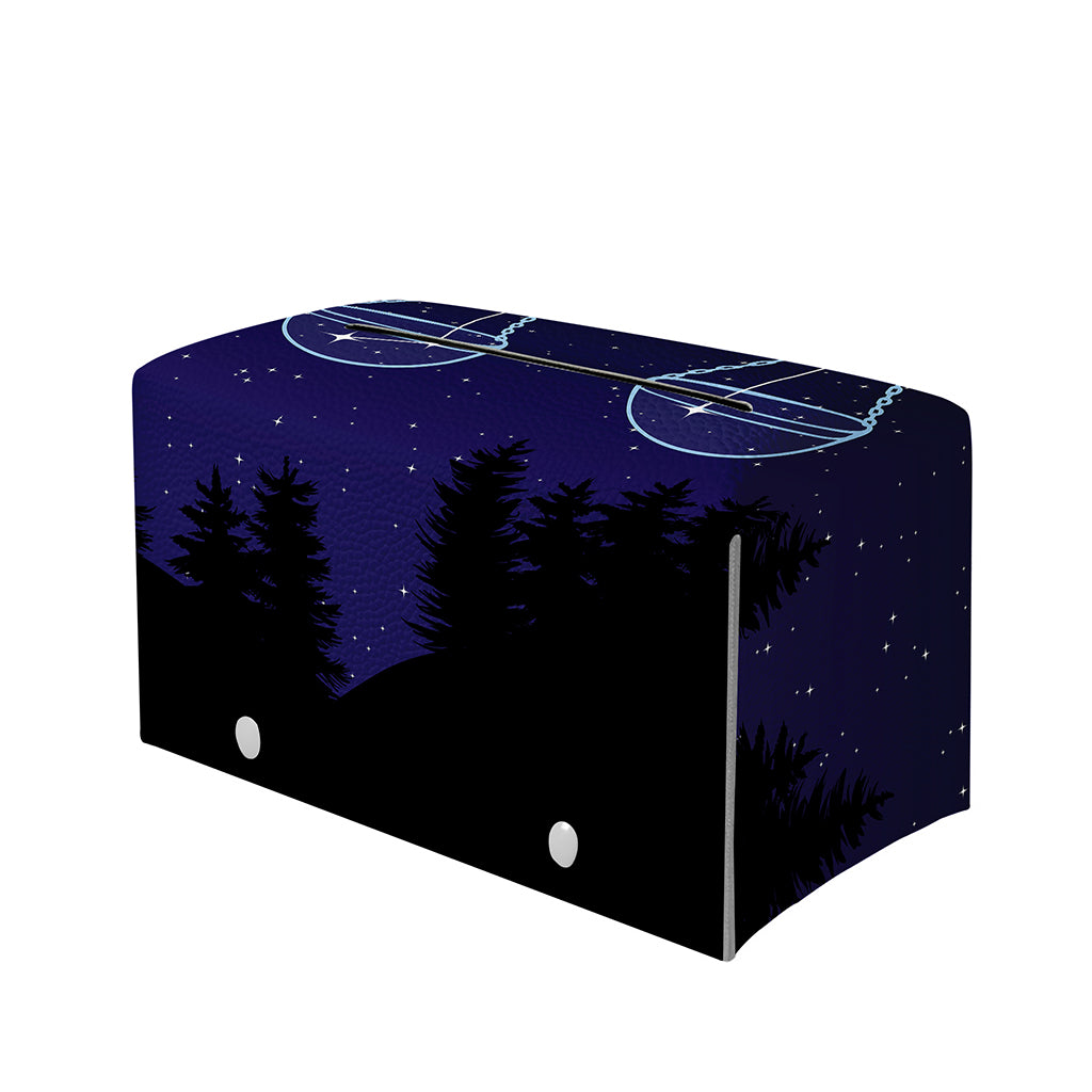 Libra Constellation Print Leather Tissue Box Cover