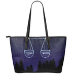 Libra Constellation Print Leather Tote Bag