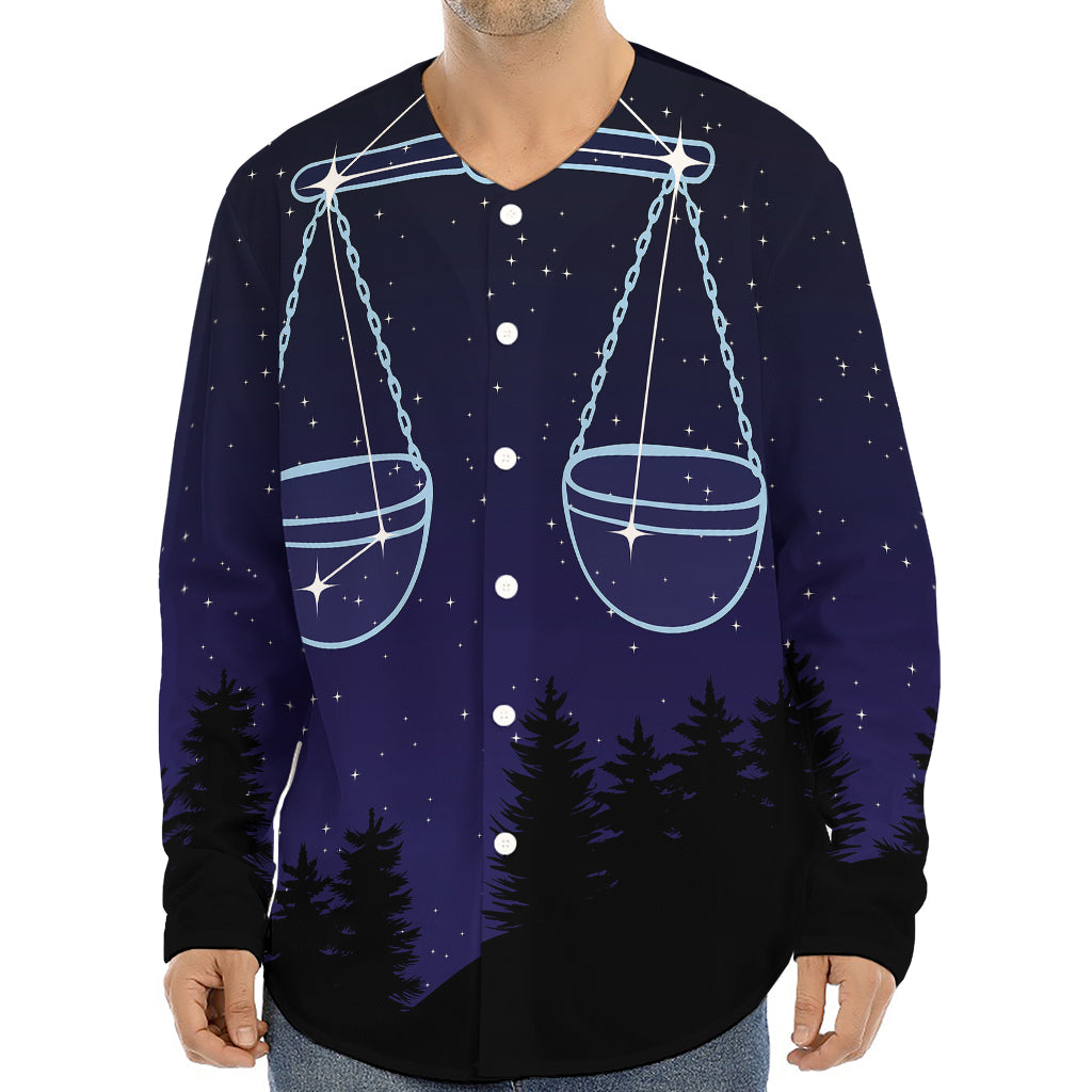 Libra Constellation Print Long Sleeve Baseball Jersey