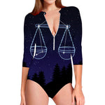 Libra Constellation Print Long Sleeve Swimsuit