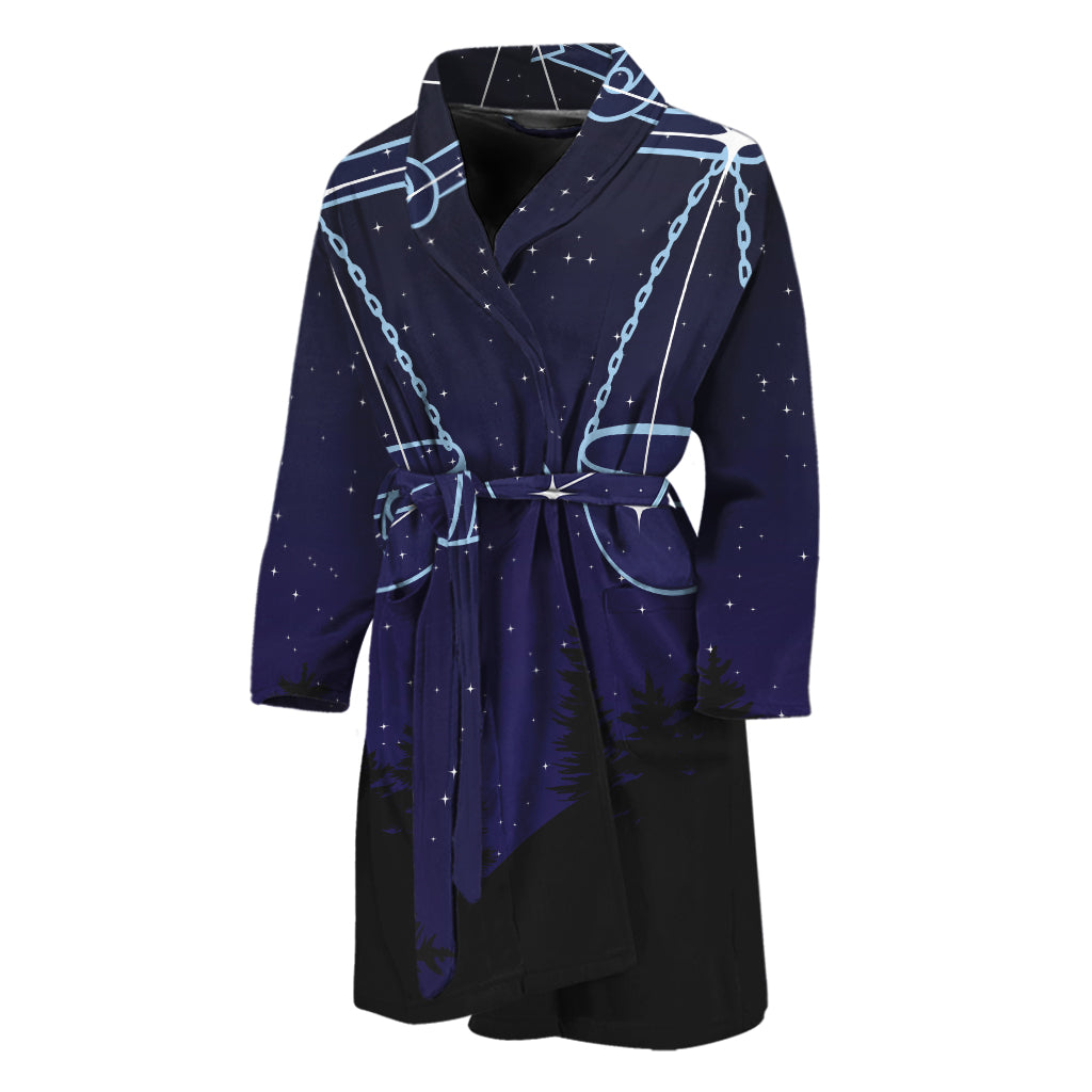 Libra Constellation Print Men's Bathrobe