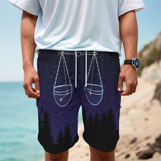Libra Constellation Print Men's Cargo Shorts