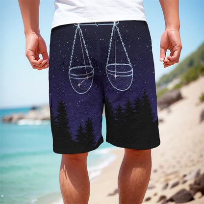Libra Constellation Print Men's Cargo Shorts