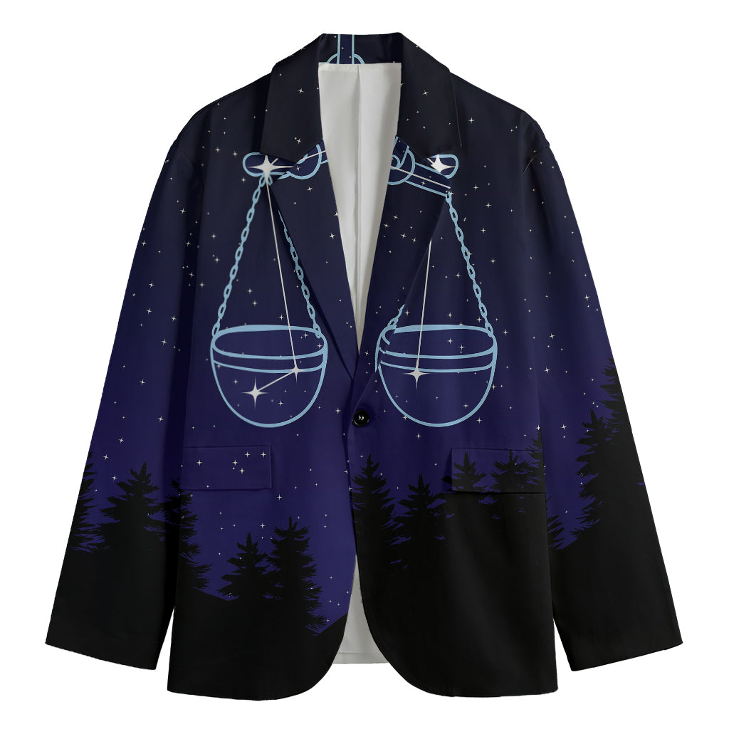 Libra Constellation Print Men's Cotton Blazer