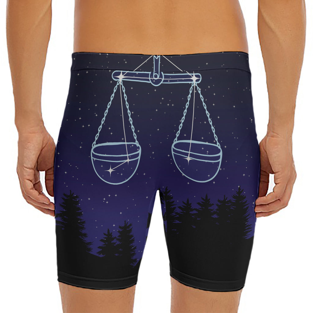 Libra Constellation Print Men's Long Boxer Briefs