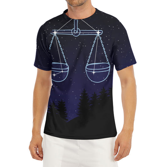Libra Constellation Print Men's Short Sleeve Rash Guard