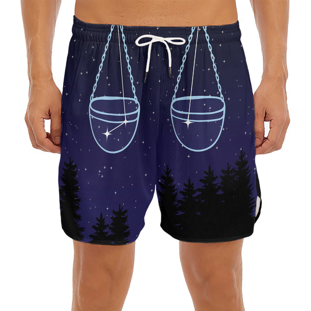 Libra Constellation Print Men's Split Running Shorts
