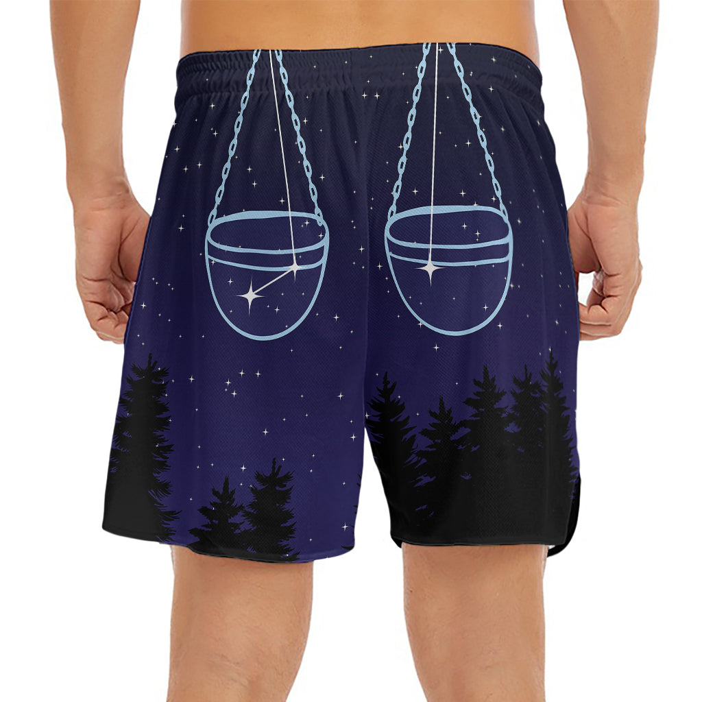 Libra Constellation Print Men's Split Running Shorts