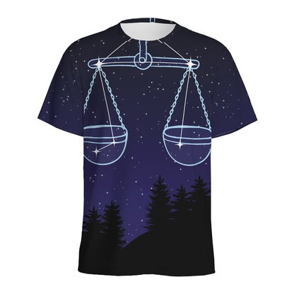 Libra Constellation Print Men's Sports T-Shirt