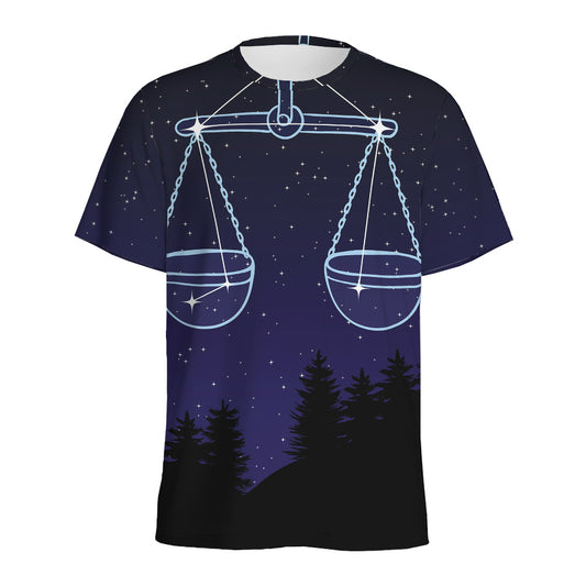 Libra Constellation Print Men's Sports T-Shirt