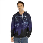 Libra Constellation Print Men's Velvet Pullover Hoodie