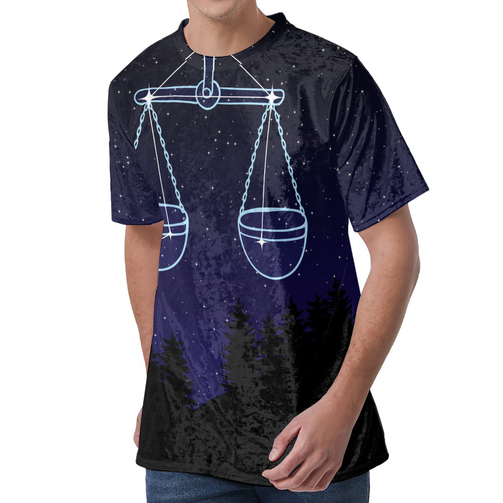 Libra Constellation Print Men's Velvet T-Shirt