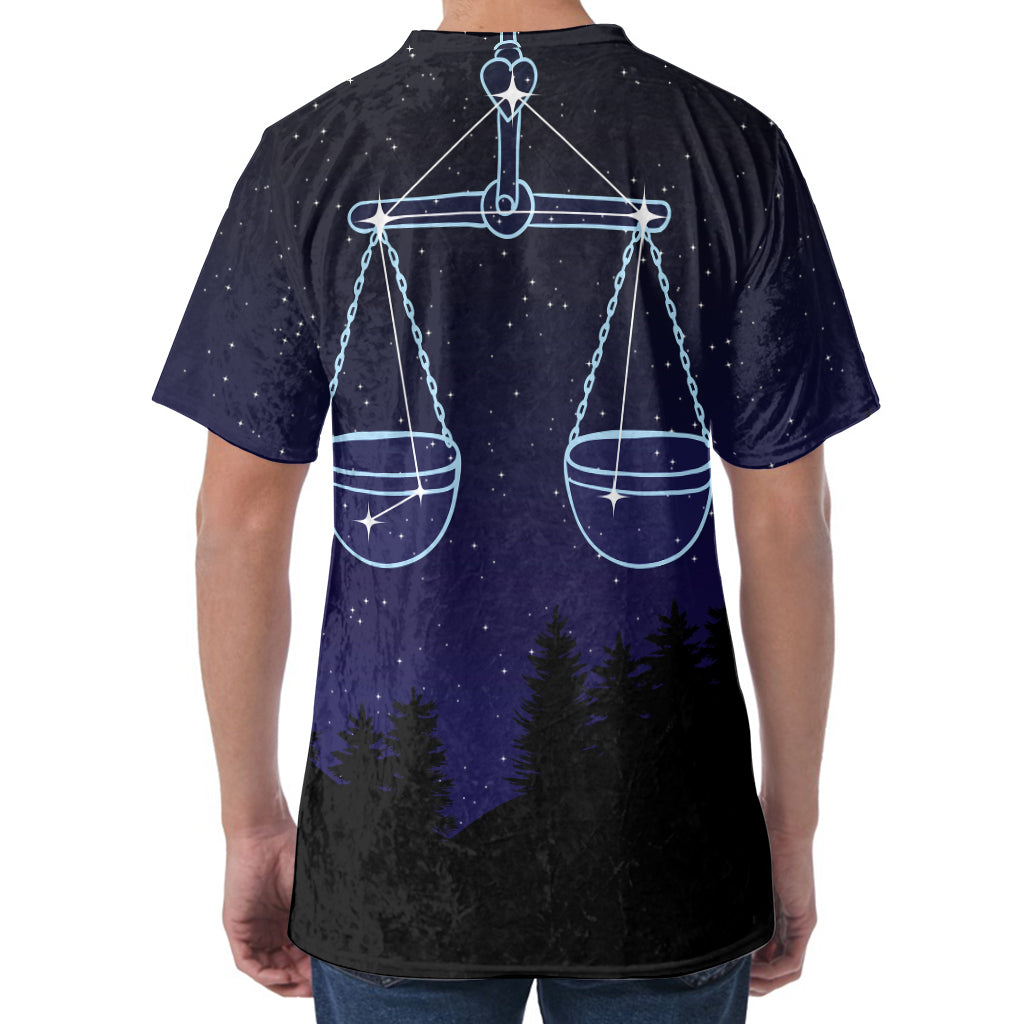 Libra Constellation Print Men's Velvet T-Shirt