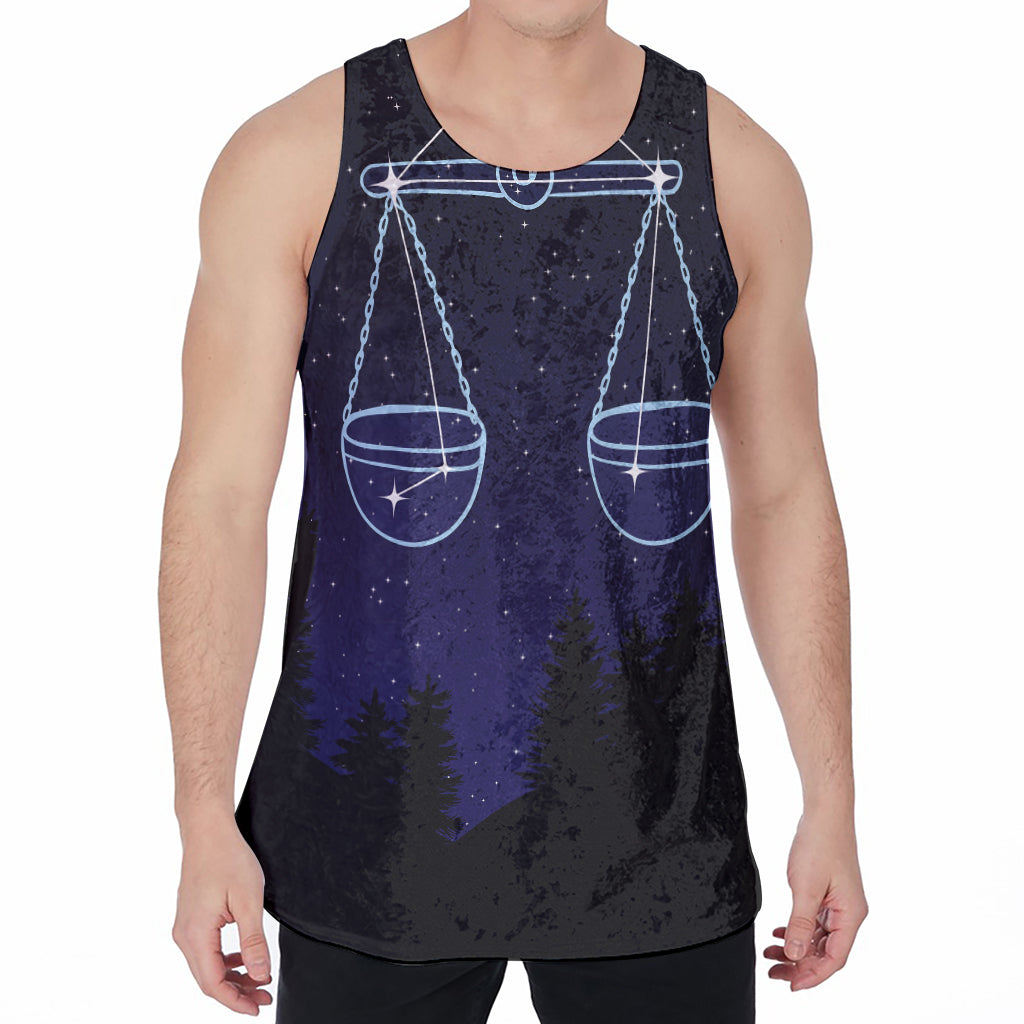 Libra Constellation Print Men's Velvet Tank Top