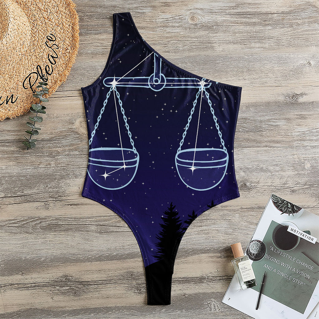 Libra Constellation Print One Shoulder Bodysuit