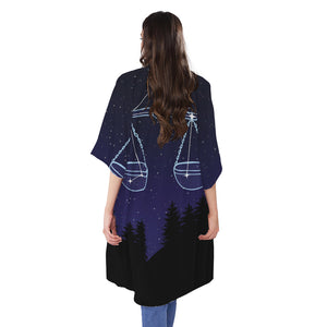 Libra Constellation Print Open Front Beach Cover Up