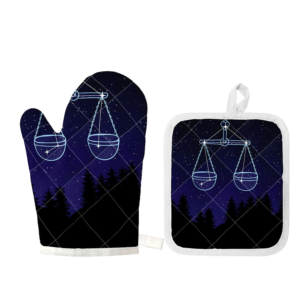 Libra Constellation Print Oven Mitt And Pot Holder Set