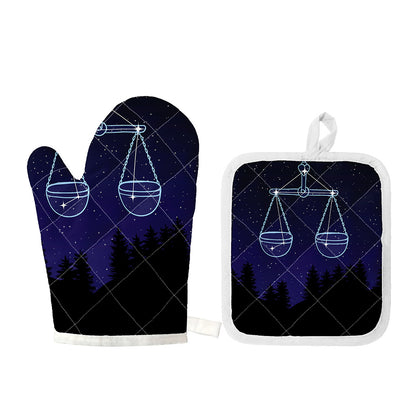 Libra Constellation Print Oven Mitt And Pot Holder Set