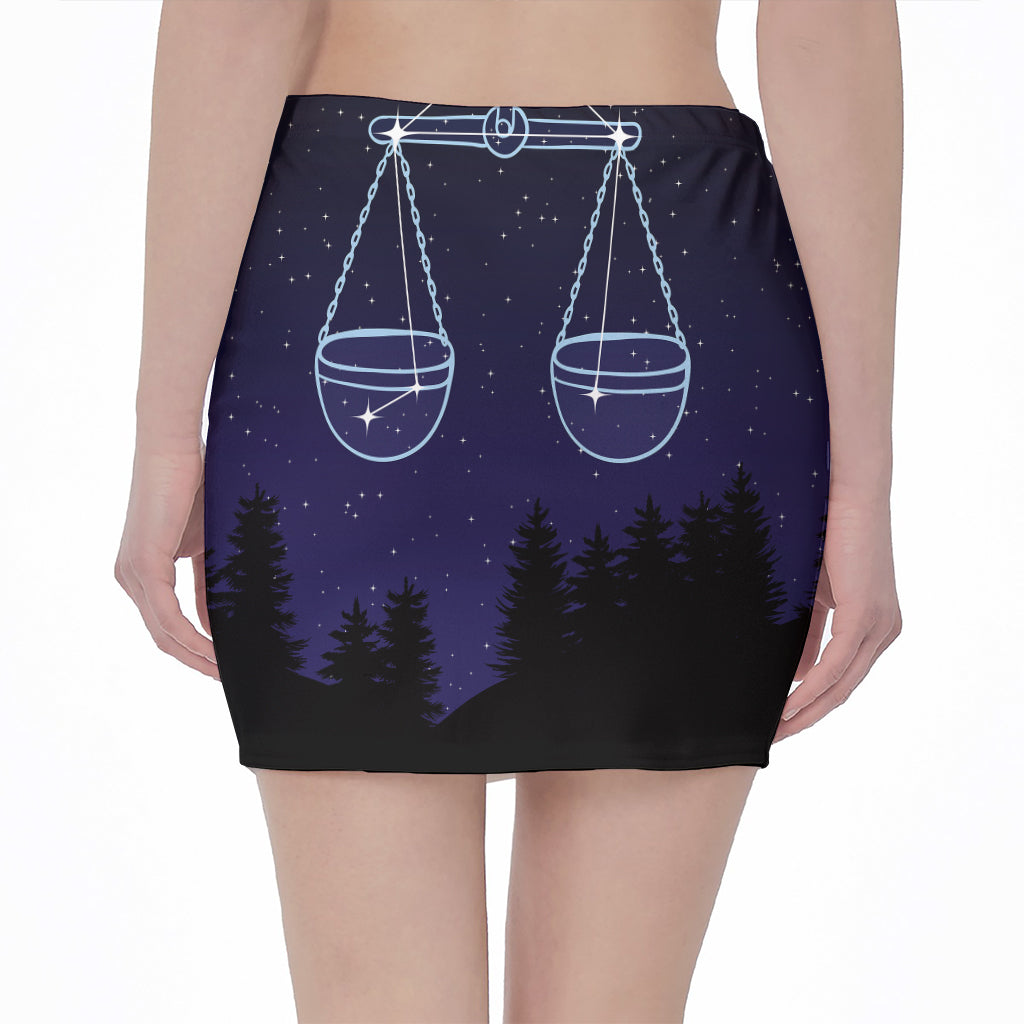 Libra Constellation Print Pencil Mini Skirt