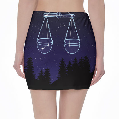 Libra Constellation Print Pencil Mini Skirt
