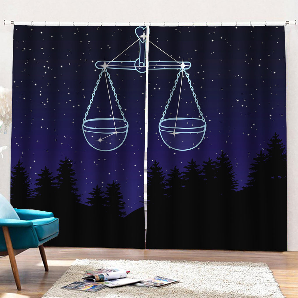 Libra Constellation Print Pencil Pleat Curtains