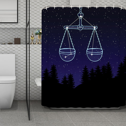 Libra Constellation Print Polyester Shower Curtain