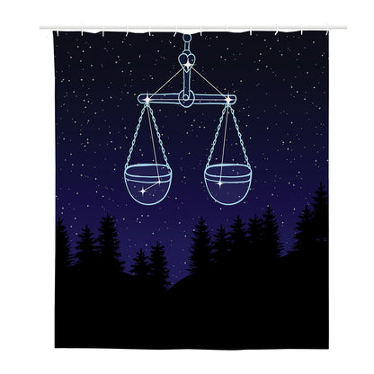 Libra Constellation Print Polyester Shower Curtain
