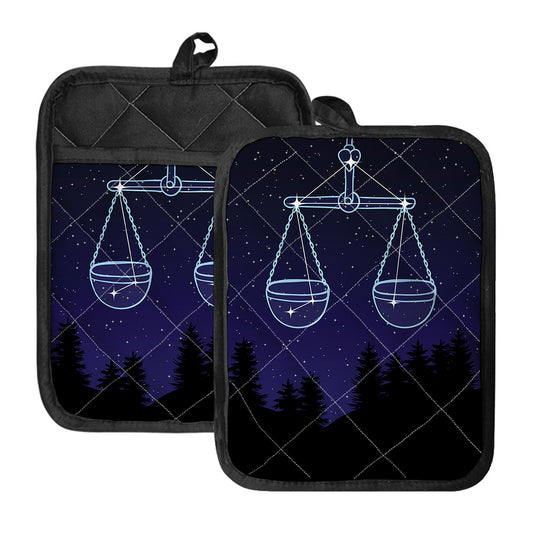 Libra Constellation Print Pot Holders With Pocket