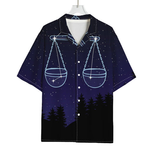 Libra Constellation Print Rayon Hawaiian Shirt