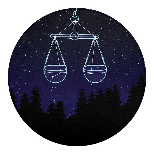 Libra Constellation Print Round Blanket