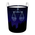 Libra Constellation Print Round Laundry Basket