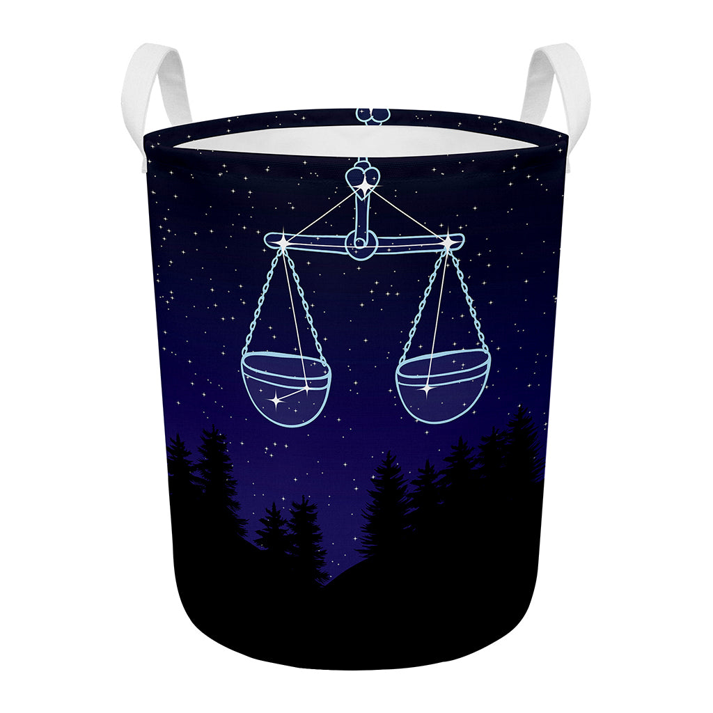 Libra Constellation Print Round Laundry Basket