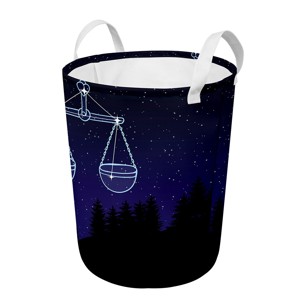 Libra Constellation Print Round Laundry Basket