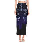 Libra Constellation Print Side Slit Maxi Skirt