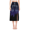 Libra Constellation Print Side Slit Midi Skirt