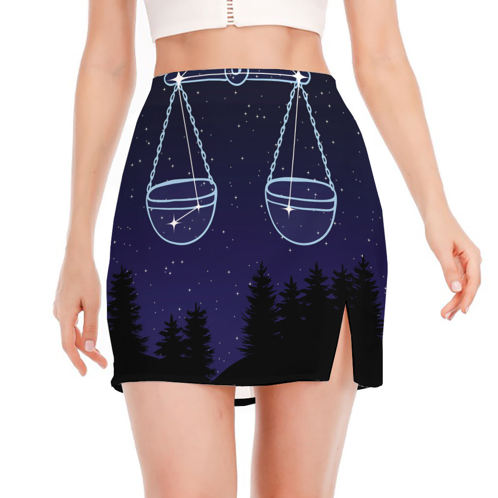 Libra Constellation Print Side Slit Mini Skirt