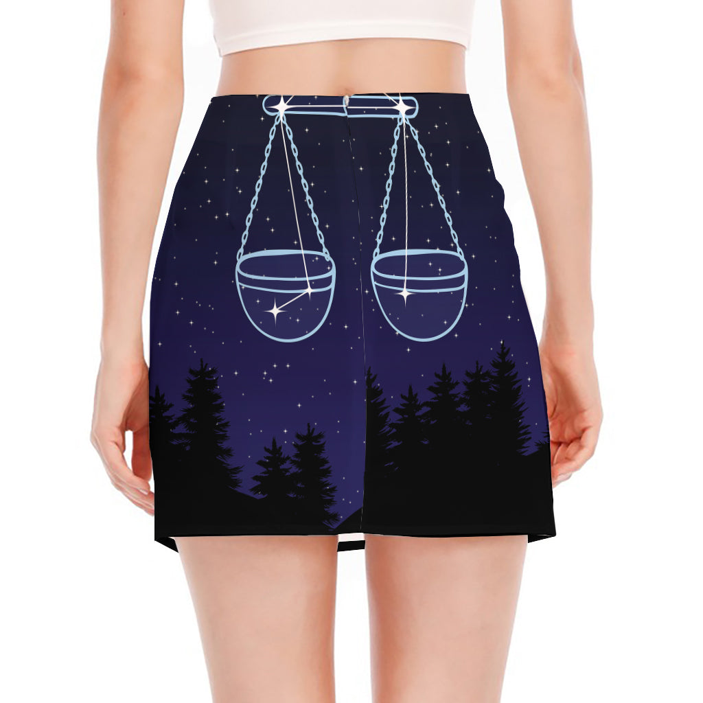 Libra Constellation Print Side Slit Mini Skirt