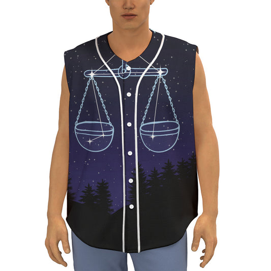 Libra Constellation Print Sleeveless Baseball Jersey