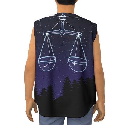 Libra Constellation Print Sleeveless Baseball Jersey