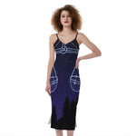 Libra Constellation Print Slim Fit Midi Cami Dress