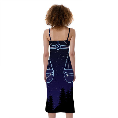 Libra Constellation Print Slim Fit Midi Cami Dress