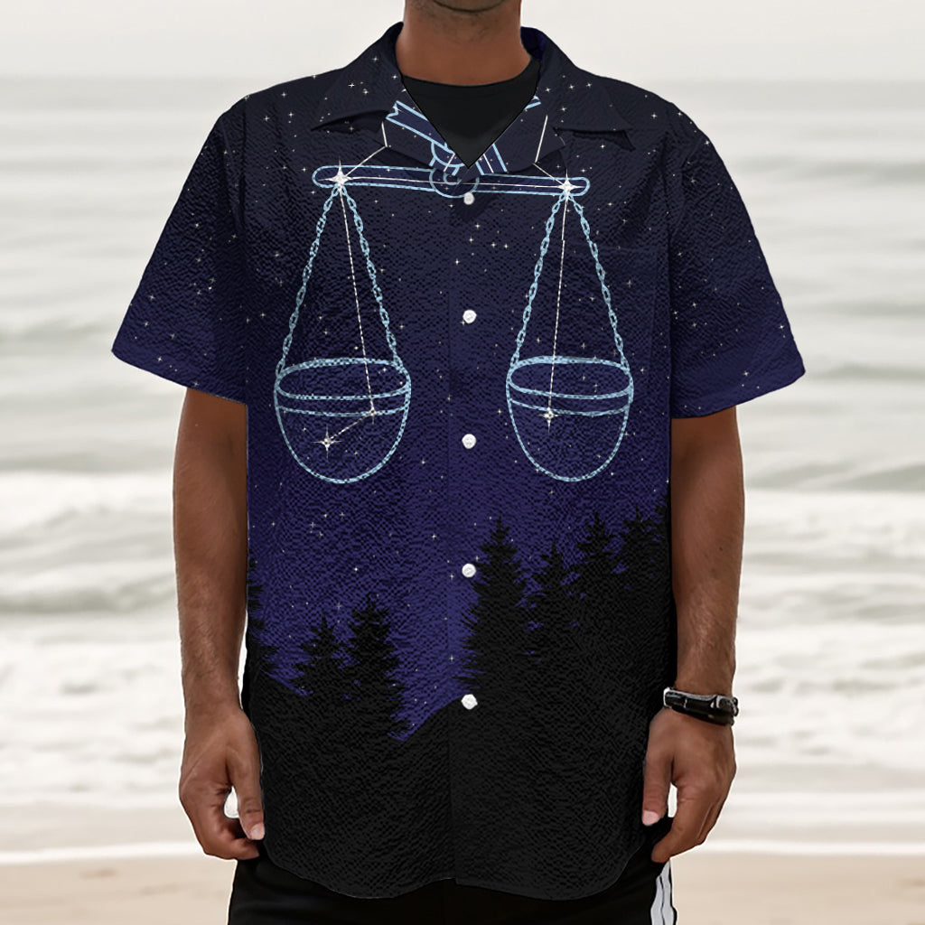Libra Constellation Print Textured Short Sleeve Shirt