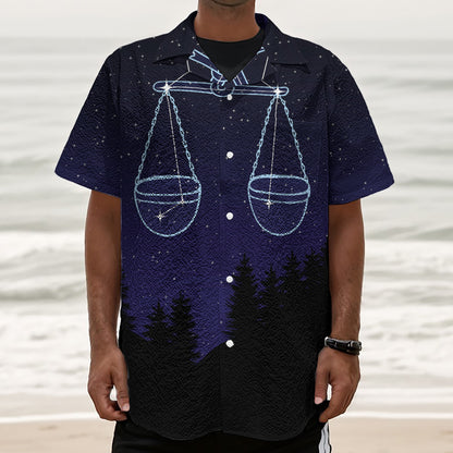 Libra Constellation Print Textured Short Sleeve Shirt