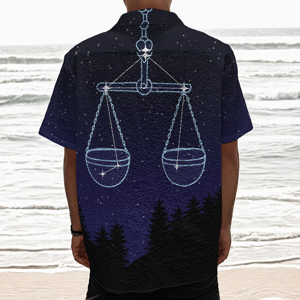 Libra Constellation Print Textured Short Sleeve Shirt