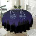 Libra Constellation Print Waterproof Round Tablecloth