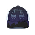 Libra Constellation Print White Mesh Trucker Hat