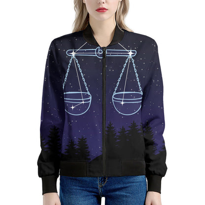 Libra Constellation Print Women's Bomber Jacket