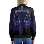 Libra Constellation Print Women's Bomber Jacket